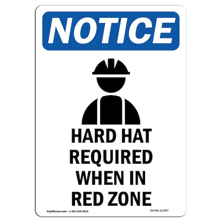 Signmission OSHA Sign, Hard Hat Required With, 24in X 18in Decal, 18" W, 24" H, Portrait, OS-NS-D-1824-V-13247 OS-NS-D-1824-V-13247